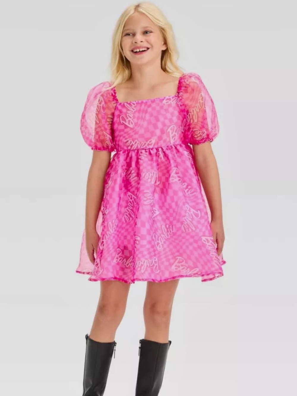 Pink Barbie Dress with Puffy Sleeves | Girls Large (10/12) | NWOT